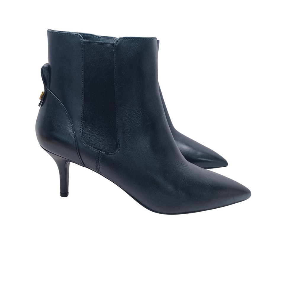 Cole Haan Womens Black Leather Pointed Toe Kitten Heel Ankle Boots Size US 9B
